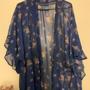 Floral blue cover-up